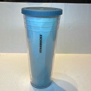 Starbucks 2012 chiseled prism insulated travel cup. Mint green. 24 oz  9” tall